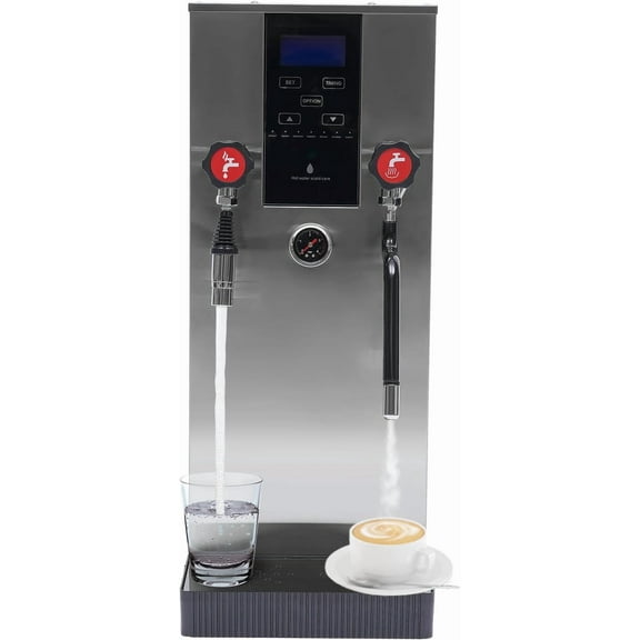Coffee Foam Maker,12L Commercial Stainless Steel Steam Water Boiling Machine,2200W Milk Frother Steamer with Rotate Water Valve,Fast Heating Boiling Water Frothing Machine for Home,Coffee Shops
