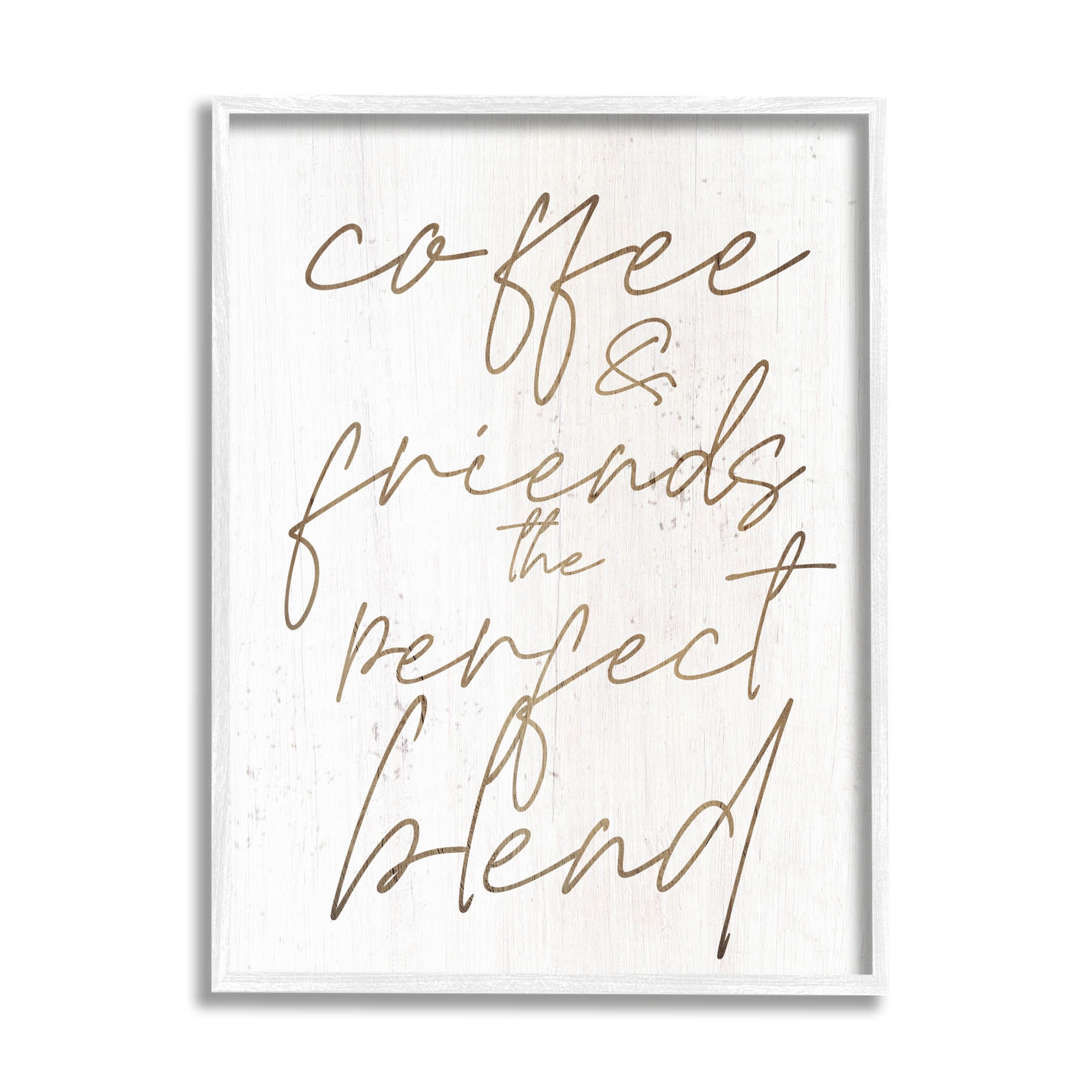 Coffee & Friends Perfect Blend Phrase Inspirational Graphic Art White Framed Art Print Wall Art