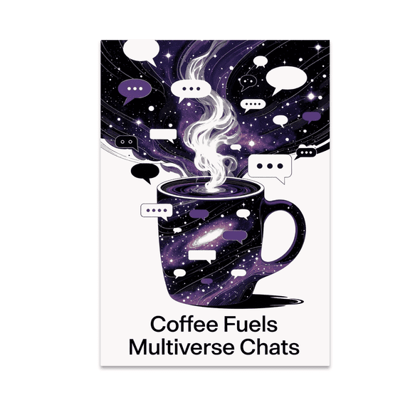 Coffee Fuels Multiverse Chats - Science Fiction Enthusiast - 13x19 Poster Print