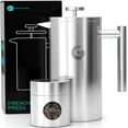 thumbnail image 1 of Coffee Gator Large Stainless Steel Cafetiere Coffee Maker - Vacuum Insulated French Press - with Mini Storage Canister - 1 Litre, Stainless Steel, 1 of 8