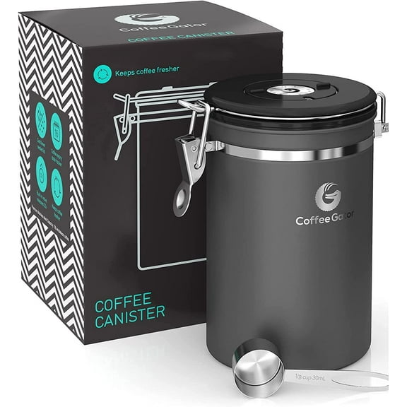 Coffee Gator Stainless Steel Coffee Grounds and Beans Container