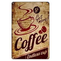 Coffee Get More! Endless Cup Café Restaurant Vintage Retro Metal Wall Decor Art Shop Man Cave Bar Aluminum 8"x12" Sign