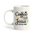 thumbnail image 1 of Coffee Gets Me Started Jesus Keeps Me Going 11oz Ceramic Coffee Mug | Funny Coffee Cups, 1 of 6