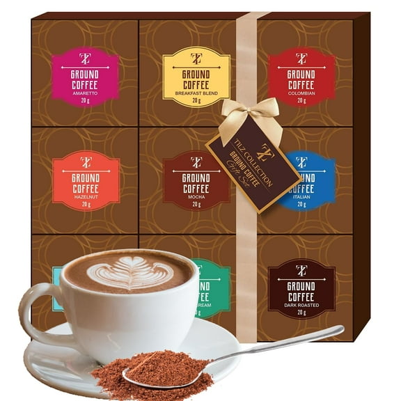 Coffee Gifts - Gourmet Coffee Gift Set, 9 Ground Coffee Assortment Gift Set, Coffee Sampler Gift Set, Tasting Kit, Gifts For Coffee Lovers, Ground Coffee Gift Basket, Gifts For Men And Women