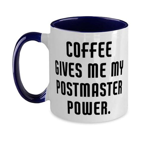 Coffee Gives Me My Postmaster Power. Two Tone 11oz Mug, Postmaster Present From Boss, Unique Cup For Coworkers, Unique postmaster two tone 11oz mug gift, Unique gifts for postmasters, Two tone