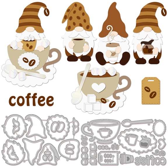 Coffee Gnome Cutting Dies for Card Making Coffee Cup Cut Die for DIY Scrapbooking Journal Embossing Paper Craft DecorDIY