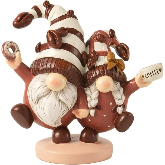 Coffee Gnomes Figurines Coffee Bar Station Decor, 5.2" Resin Gnomes Decorations for Home, Cute Small Indoor Accessories Tiered Tray Kitchen Table Desk Shelf Fall Gifts