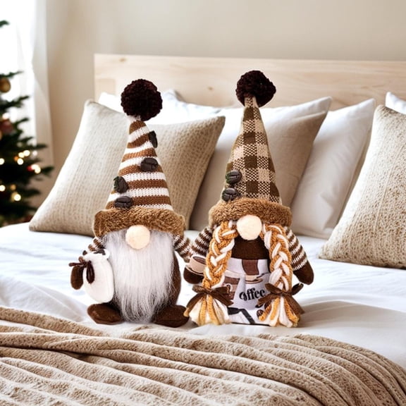 Coffee Gnomes Figurines -Swedish Tomte Elf Dwarf Decor, Coffee Bar Station Decor Collectible Figurines,Unique Themed Gnomes Gifts Decorative Trays Decoration for Home Office