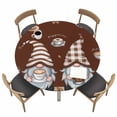 thumbnail image 1 of Coffee Gnomes Fitted Tablecloth with Elastic Edged, Round Table Cloth for Dining Table, Coffee Beans Cups Brown Waterproof Oil Proof Table Cover for Indoor Outdoor 55"-60", 1 of 8