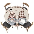 thumbnail image 1 of Coffee Gnomes Fitted Tablecloth with Elastic Edged, Round Table Cloth for Dining Table, Coffee Cups Beans Beige Plaid Waterproof Oil Proof Table Cover for Indoor Outdoor 36"-44", 1 of 8