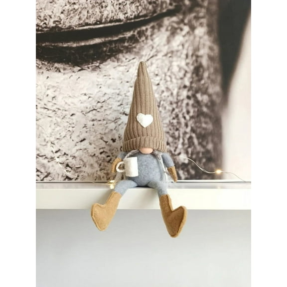 Coffee Gnomes Plush Bar Decor, Handmade Swedish Tomte Gnomes Gifts Farmhouse Scandinavian Figurine Gnome for Home Kitchen Coffee Station Table Shelf Decor