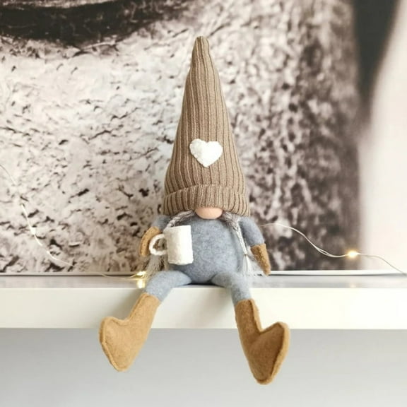 Coffee Gnomes Plush Coffee Bar Decoration Gift Coffee Station Plaid Swedish Tomte Scandinavian Figurine Dangle Leg Shelf Sitters Farmhouse Home Decor