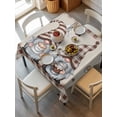 thumbnail image 1 of Coffee Gnomes Tablecloth Square Table Cloth 60x60, Waterproof Outdoor Table Cloth Covers Decorative Table Protector, Coffee Cups Beans Beige Plaid Washable Table Cover for Kitchen Dinning Party, 1 of 8