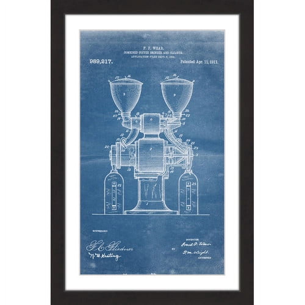 "Coffee Grinder 1911 Blueprint" Framed Painting Print