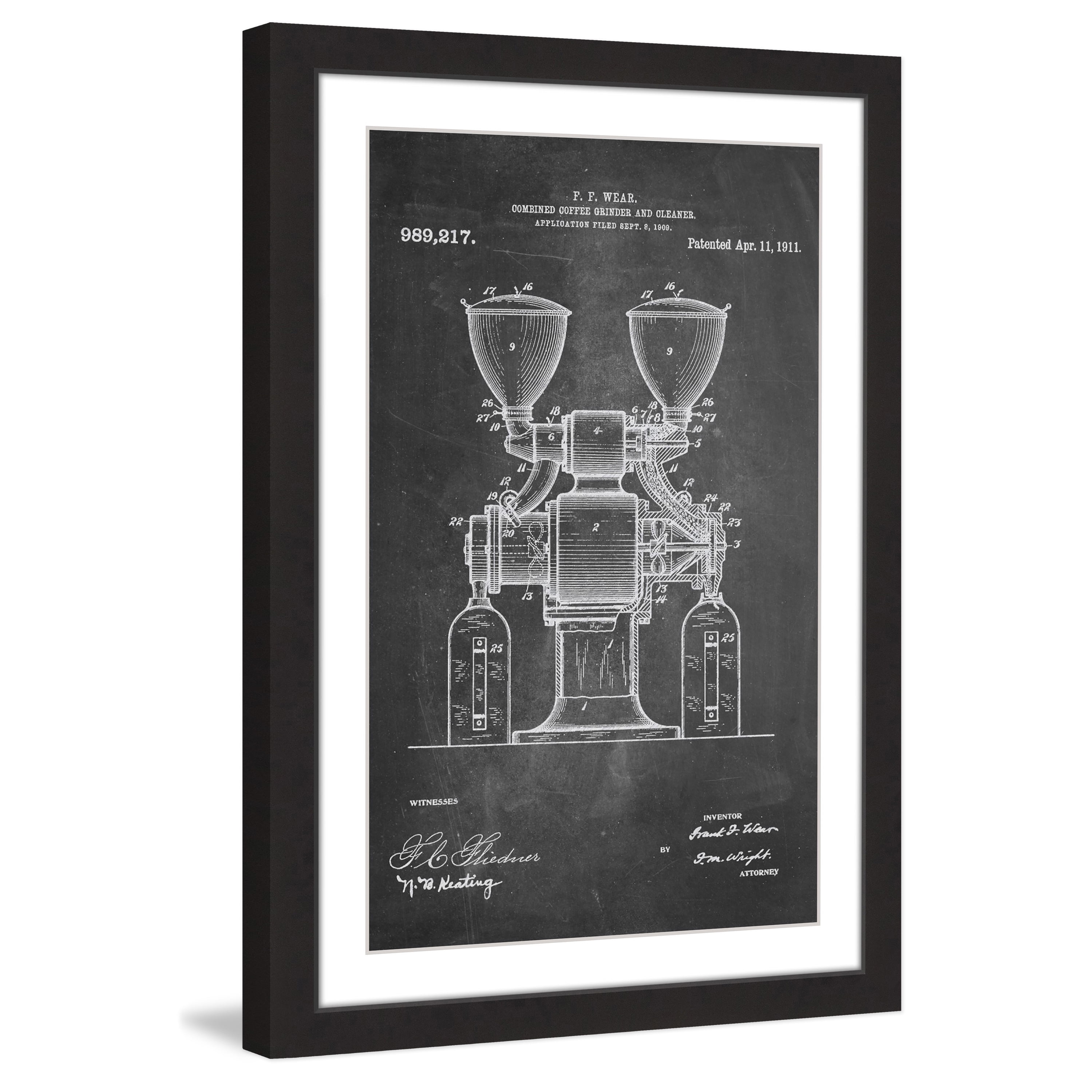 "Coffee Grinder 1911 Chalk" Framed Painting Print