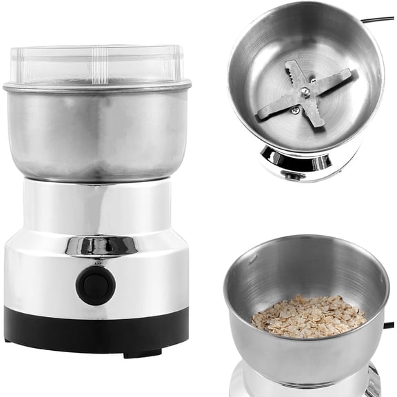 Coffee Grinder, Electric Automatic Grinder with 4 Stainless Steel Blades 300ml Mill One Button Use Bean Portable for Rice Seeds