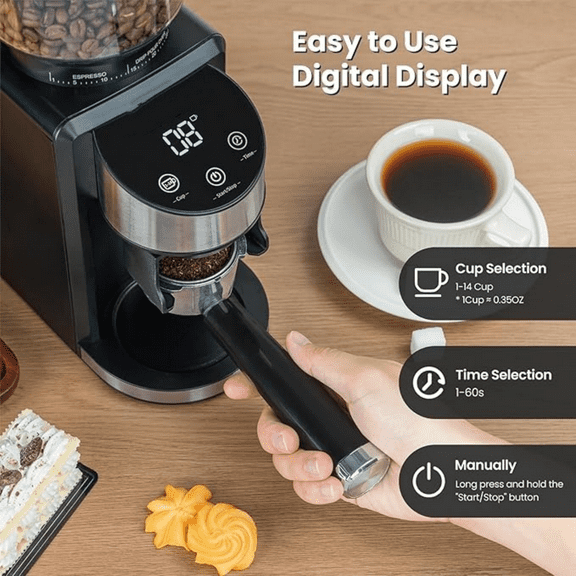 Coffee Grinder Electric,Coffee Bean Grinder with 35 Grind Settings for Espresso,Drip,French Press,Coffee Grinder for Home Use,Anti-static Design,Black