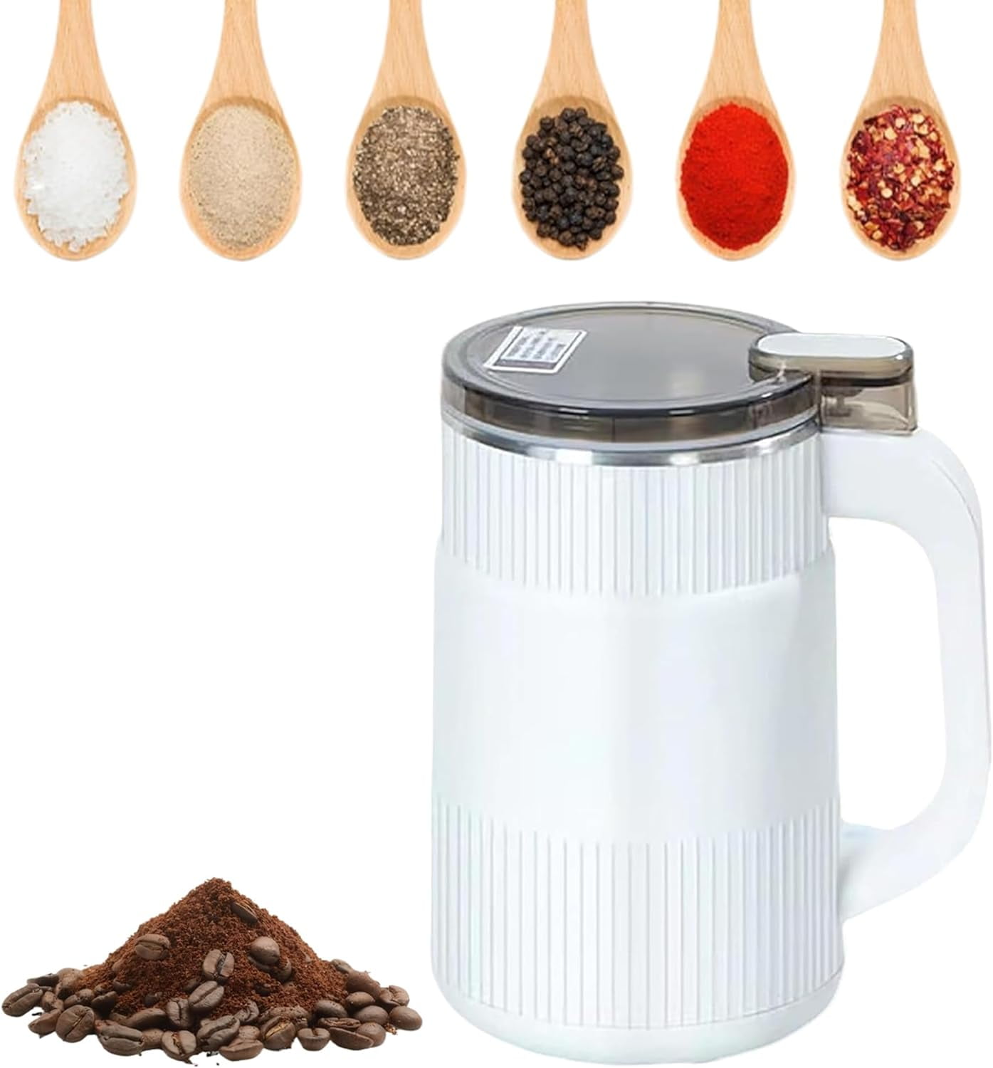 Coffee Grinder Electric for Home Use: Small Spice Grinder Electric Fine Powder,Multifunctional Coffee Bean Grinder Fine Grinding,Pet Food Grinder,110V,500ML/17oz (White)