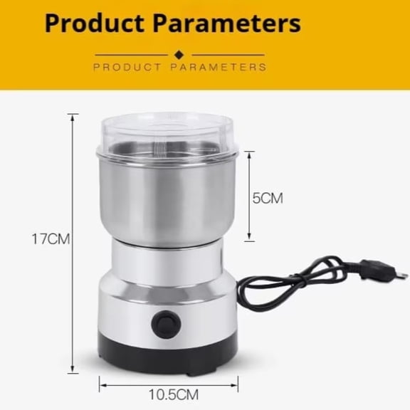 Coffee Grinder Electric, Mini Spice Grinder, 200W 10s Fast Grinding, Dry Grain Mill for Spices Seeds Rice Beans Seasonings, with Replacment Stainless Steel Blade (Silver, 110V)
