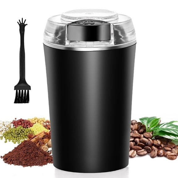 TINANA Electric Coffee Grinder 200W, One-Touch Coffee Bean and Spice Grinder with Cleaning Brush, 2.8oz Capacity, Stainless Steel Blade, Black