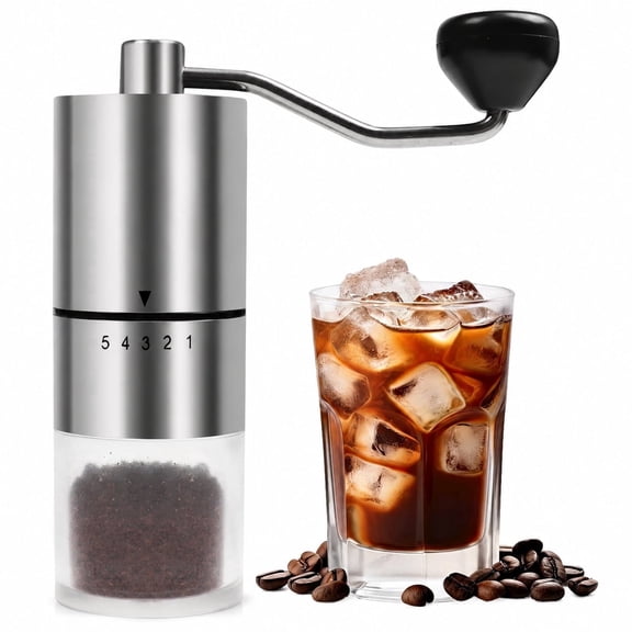 Coffee Grinder, Manual Coffee Bean Grinder with Ceramic Burr, 5 Adjustable Settings, Portable Hand Crank Coffee Grinder for Espresso, French Press, Home Use and Camping Travel