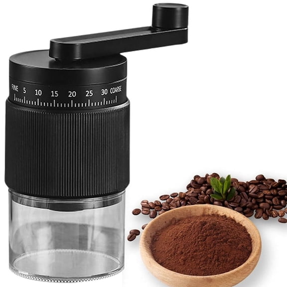 Coffee Grinder Small Coffee Grinder Hand-Cranked Coffee Machine with 30 Adjustable Settings for Home Travel Camping B ABS Black