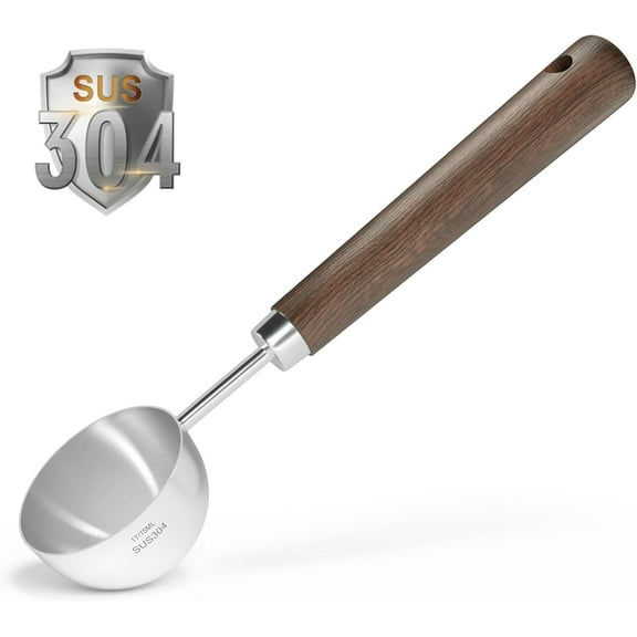 Coffee Ground 1-Tablespoon Measuring Scoop-Spoon - 1Tbsp (1/2Oz 15ML) | 304 Stainless Steel | Black Walnut Handle