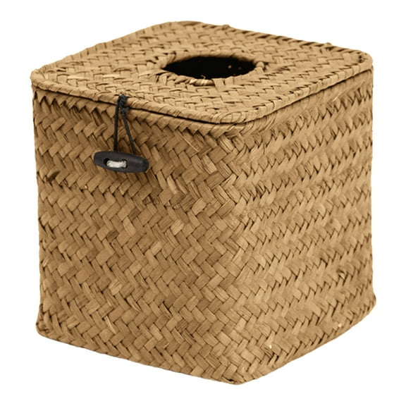 Coffee HWHCGZ 1 Pcs Rattan Tissue Box Cover Square, Woven Wicker Cube Tissue Holder Boho Decorative Facial Tissue Holder Farmhouse Tissue Box for Table Bathroom Living Room