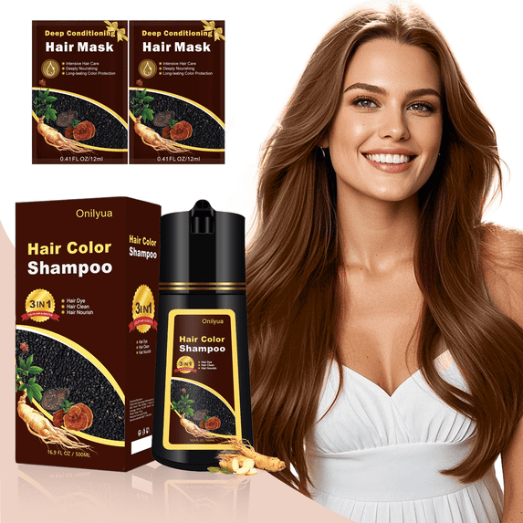 Coffee Hair Dye Shampoo 3 in 1,Instant Hair Color Shampoo for Women Men, Long Lasting Brown Hair Shampoo, Semi-Permanent Brown Hair Dye (Coffee)