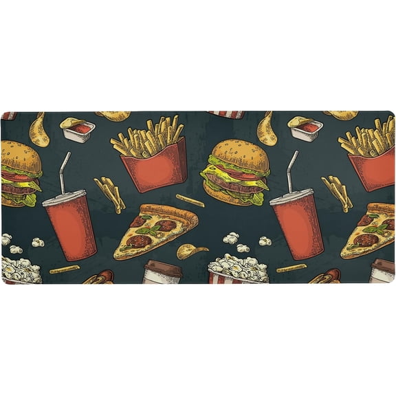 Coffee Hamburger Pizza Fast Food Large Gaming Mouse Pad Big Mousepad Mice Keyboard Mat with Non-Slip Rubber Base for Computer Laptop Home & Office, 31.5 X 15.7 inch