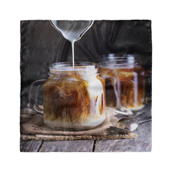 Coffee Head Scarf, Iced Drink Milk Mason Jars, Head Wrap, 3 Sizes, by Ambesonne