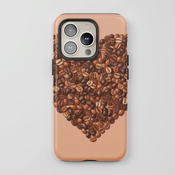 Coffee Heart For All iPhone Series Protective Phone Case Coffee Lover Theme Tan Brown
