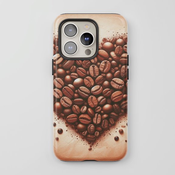 Coffee Heart For All iPhone Series Protective Phone Case Coffee Theme Brown