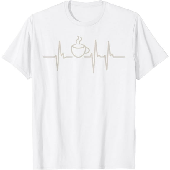 Coffee Heartbeat - Funny Coffee Lover Caffeine Joke T-Shirt100% cotton