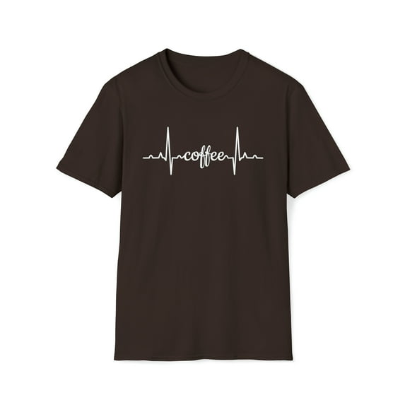 Coffee Heartbeat, Gildan Unisex Softstyle T-Shirt, Graphic Tee, S-3XL