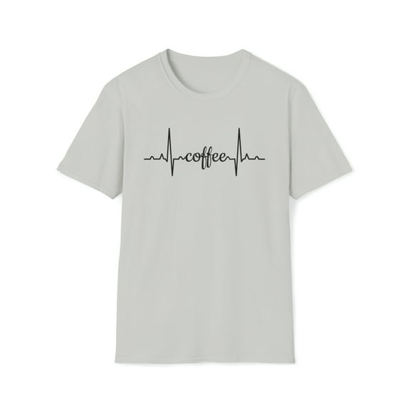 Coffee Heartbeat, Gildan Unisex Softstyle T-Shirt, Graphic Tee, S-3XL