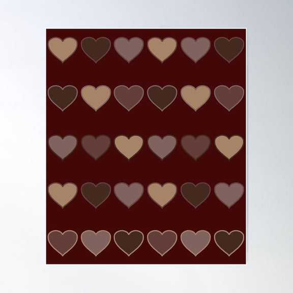Coffee Hearts In Threaded Maroon Poster Wall Art, Modern Wall Decor For Living Room Bedroom, 12x18 UNFRAMED