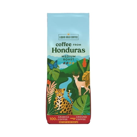 Coffee from Honduras I Medium Ground Roast I 12OZ - 340 Grams I by Liquid Gold Coffee I 100% Arabica Beans I Single Origin Coffee I Roasted and Made Fresh in USA