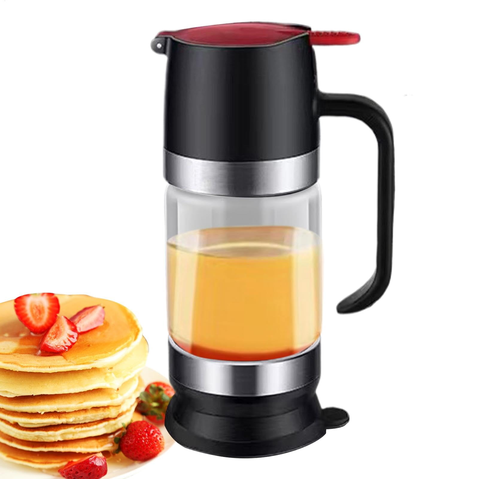 Coffee Honey Dispenser - Glass Syrup Dispenser Jar, Tea Push Honey Container | Convenient Coffee Syrup Dispenser with Handle, Honey Glass Container Maple Syrup Jar Dispenser for Coffee or Tea