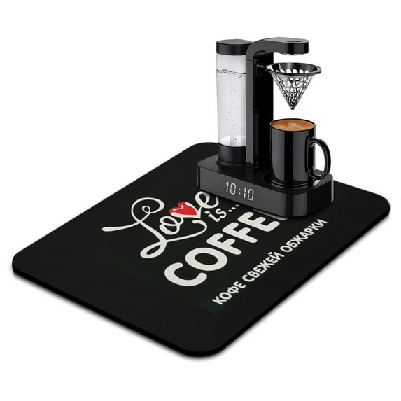 Coffee House Dish Drying Mat, Large 18x24 Inch - High Absorbency, Heat Resistant, Perfect for Countertops and Coffee Lovers - Keep Your Dishes Safe and Your Kitchen Clean