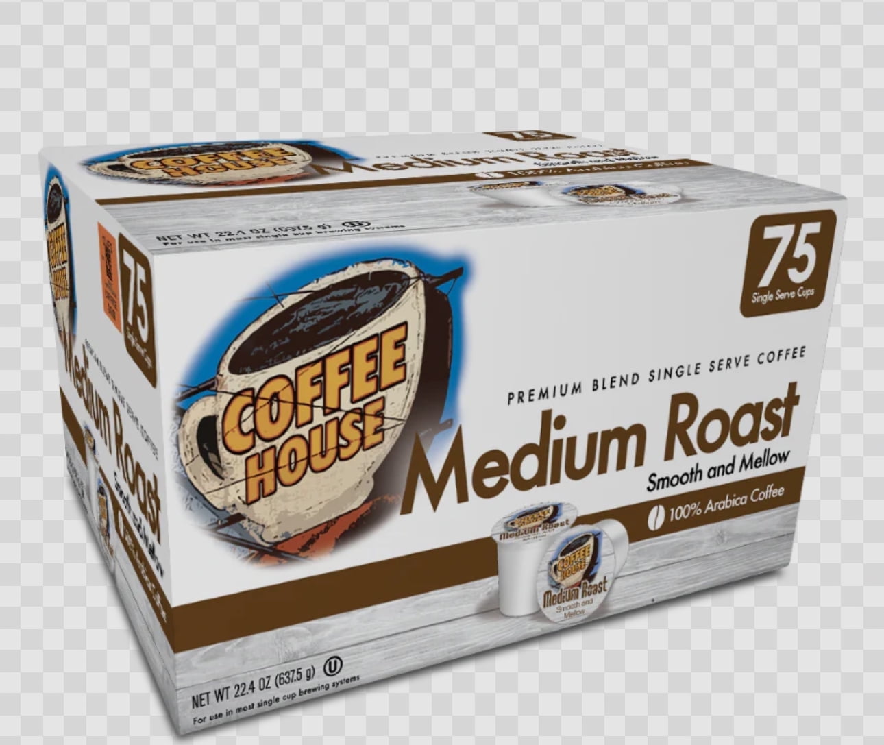 Coffee House Medium roast smooth & mellow premium blend single serve coffee 100% arabica coffe 75 pods