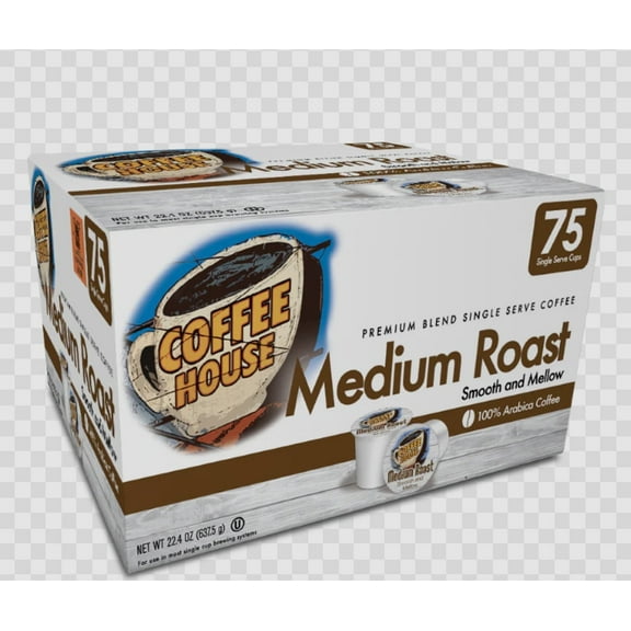 Coffee House Medium roast smooth & mellow premium blend single serve coffee 100% arabica coffe 75 pods