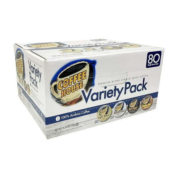 Coffee House Premium Blend K-cups Single Serve Coffee, 80 Count Variety Pack Light/Medium/Dark/ Colombian