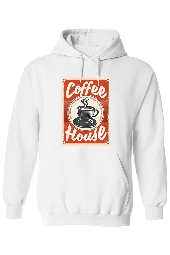 Coffee House Retro Design  Hoodie Men -Image by Shutterstock, Male Small
