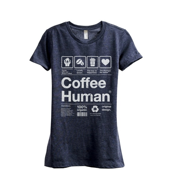 Coffee Human Women's Fashion Relaxed T-Shirt Tee Heather Navy 2X-Large