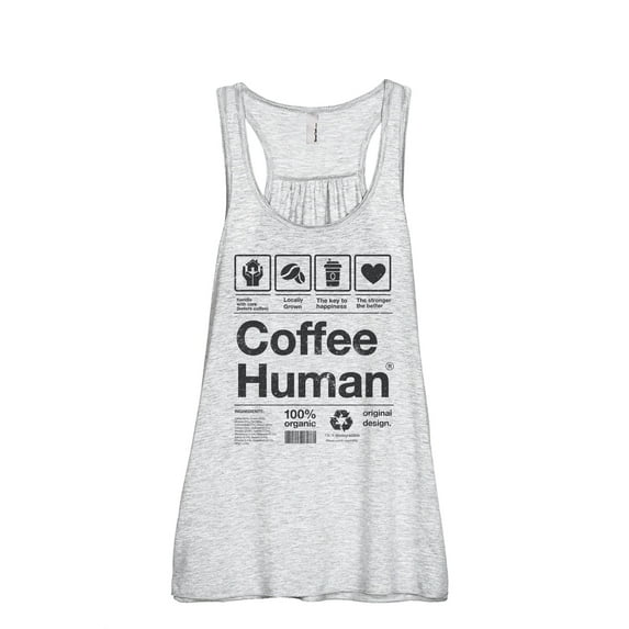 Coffee Human Women's Fashion Sleeveless Flowy Racerback Workout Yoga Tank Top Sport Grey Small