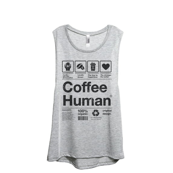 Coffee Human Women's Fashion Sleeveless Muscle Workout Yoga Tank Top Sport Grey 2X-Large