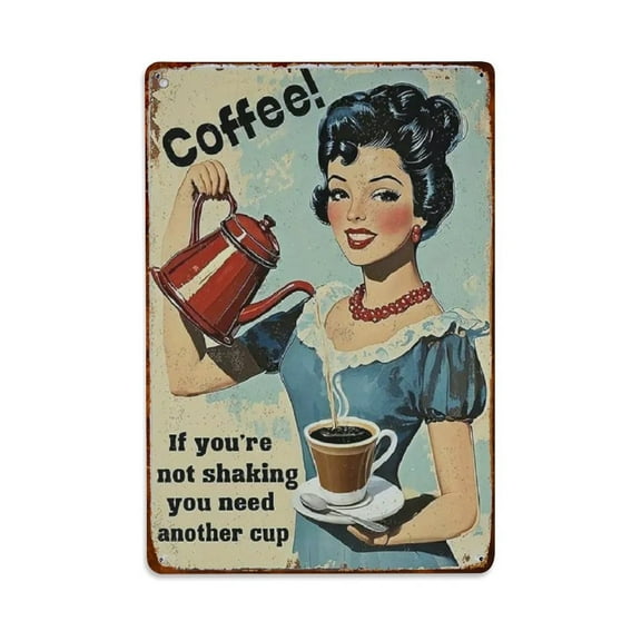 Coffee If You'Re Not Shaking Tin Sign Vintage Metal Sign Office Living Room Bar Coffee Wall Art Decor 8x12inch