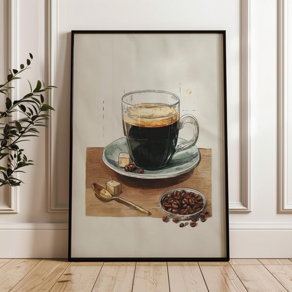 Coffee Illustration Wall Art Print Kitchen Home Decor