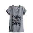 thumbnail image 1 of Coffee Is Always A Good Idea Women's Fashion Relaxed V-Neck T-Shirt Tee Heather Grey Small, 1 of 3